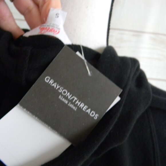 NWT GRAYSON THREADS BLACK COCA COLA FAIR ISLE HOODED HOODIE SWEATSHIRT SZ S CROP - Picture 4 of 4